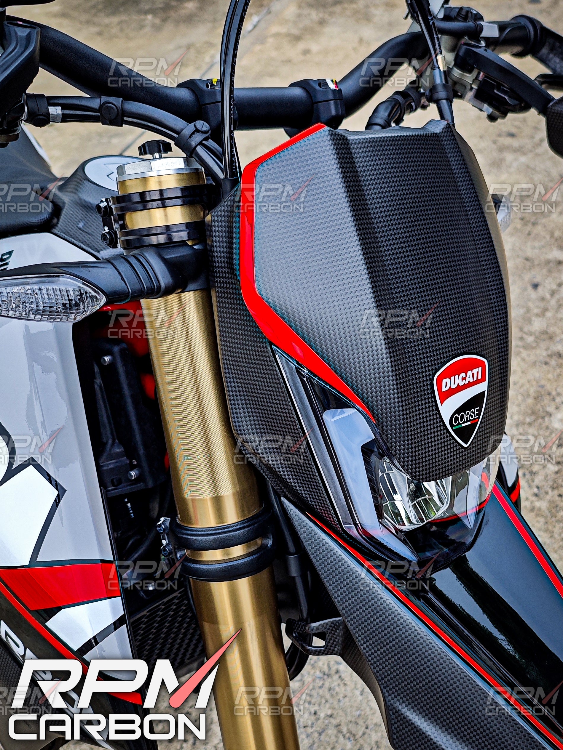 Ducati Hypermotard 698 Carbon Fiber Headlight Side Panels