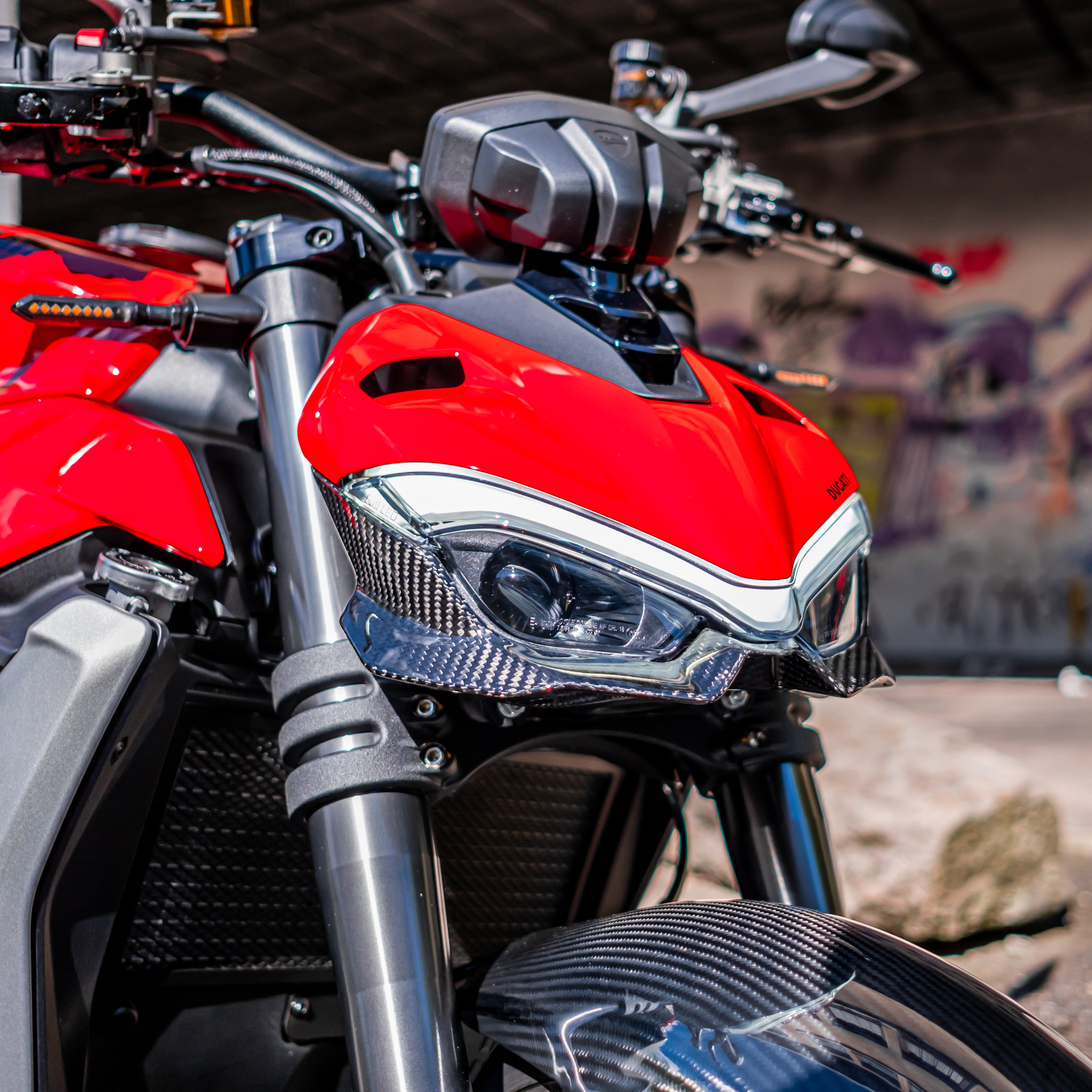 Ducati Streetfighter V4 V2 Carbon Fiber Headlight Under Fairing Cowl