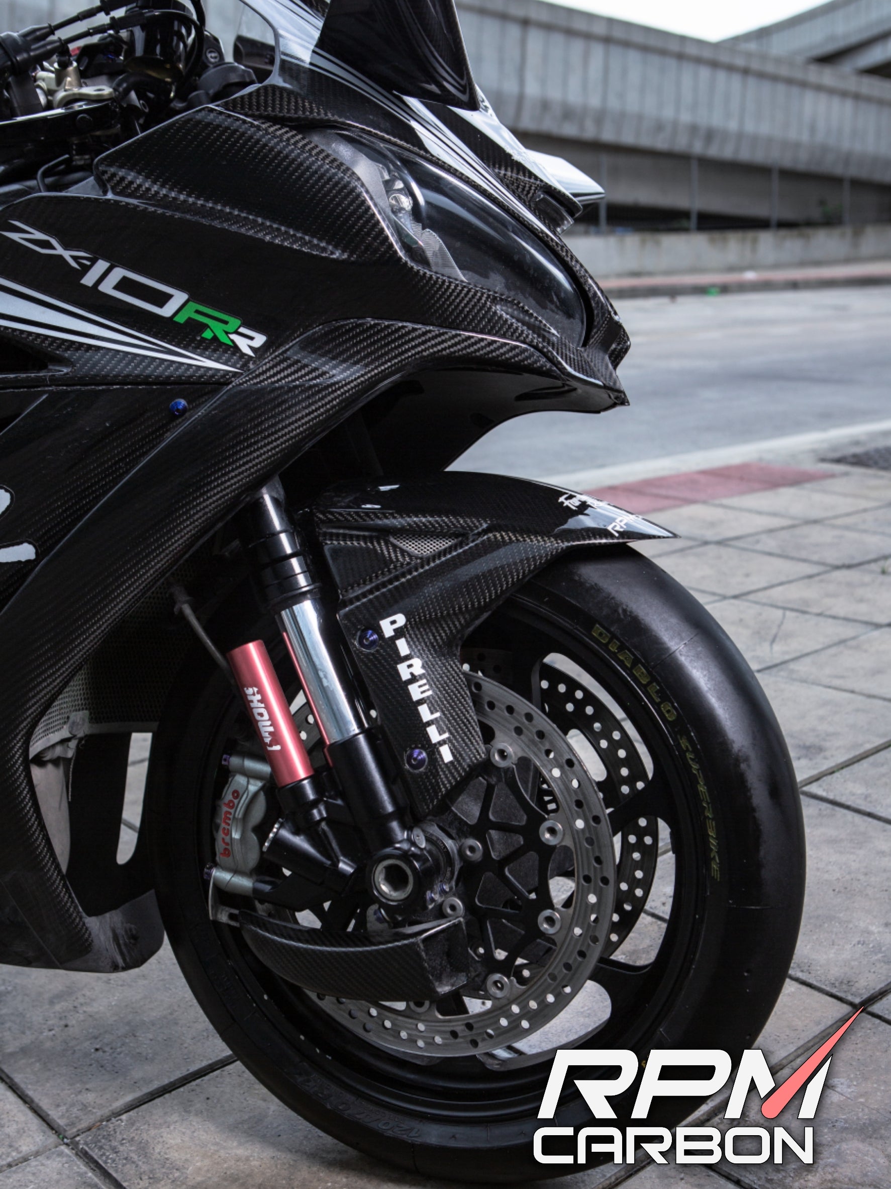 Kawasaki ZX10 H2 Carbon Fiber Front Fender Hugger Mudguard