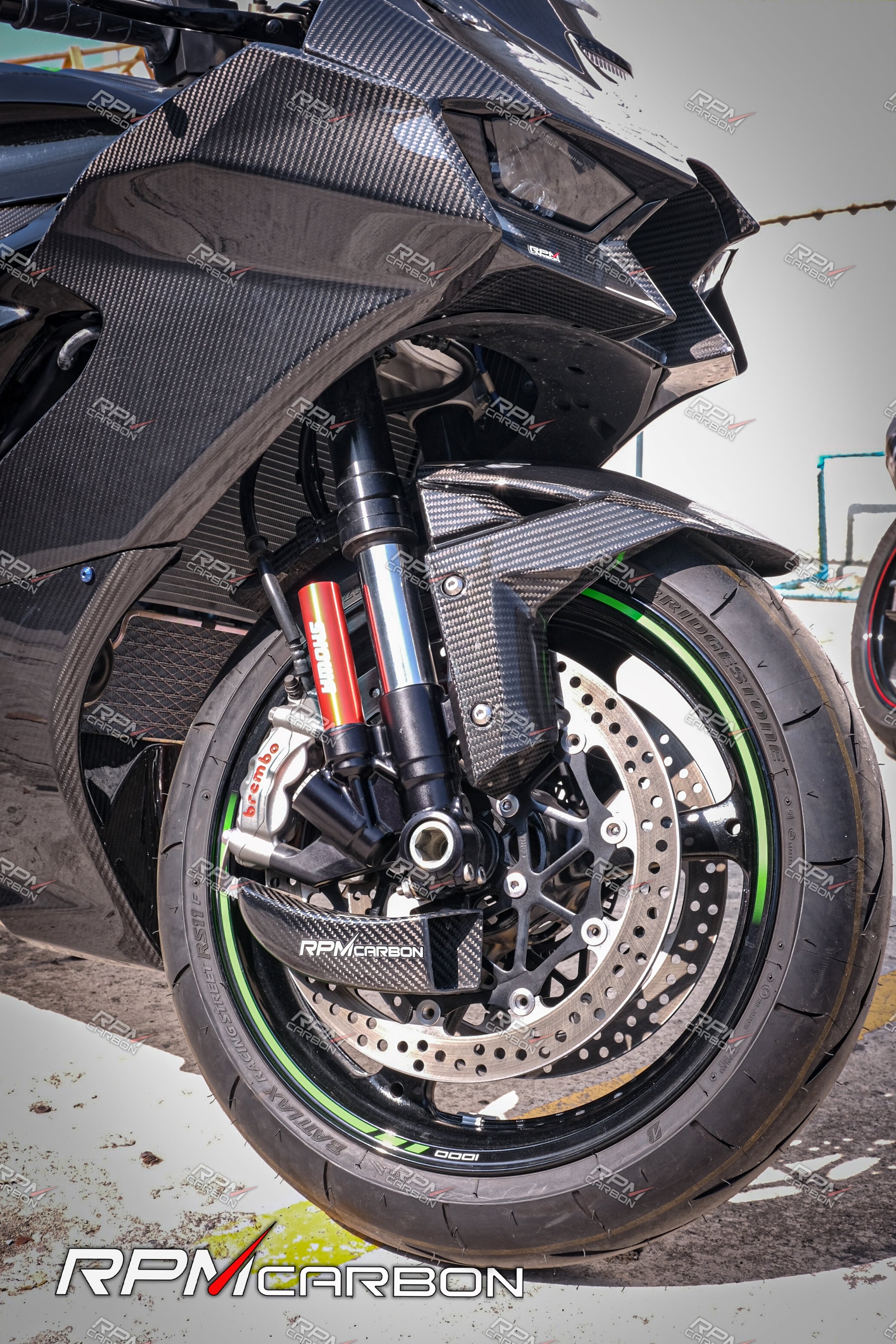 Kawasaki ZX10 H2 Carbon Fiber Front Fender Hugger Mudguard