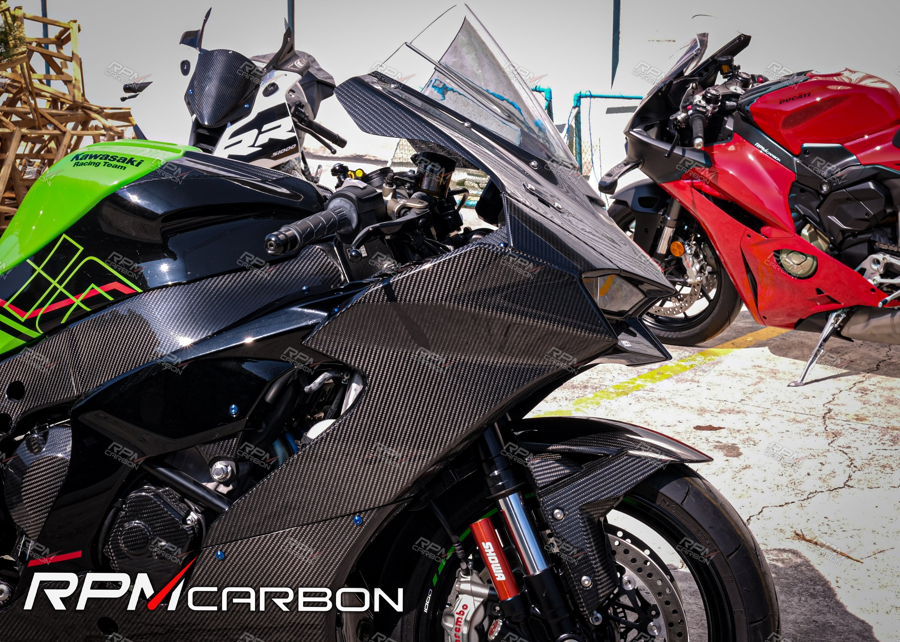 카와사키 ZX-10R 2021+ 카본 파이버 사이드 페어링