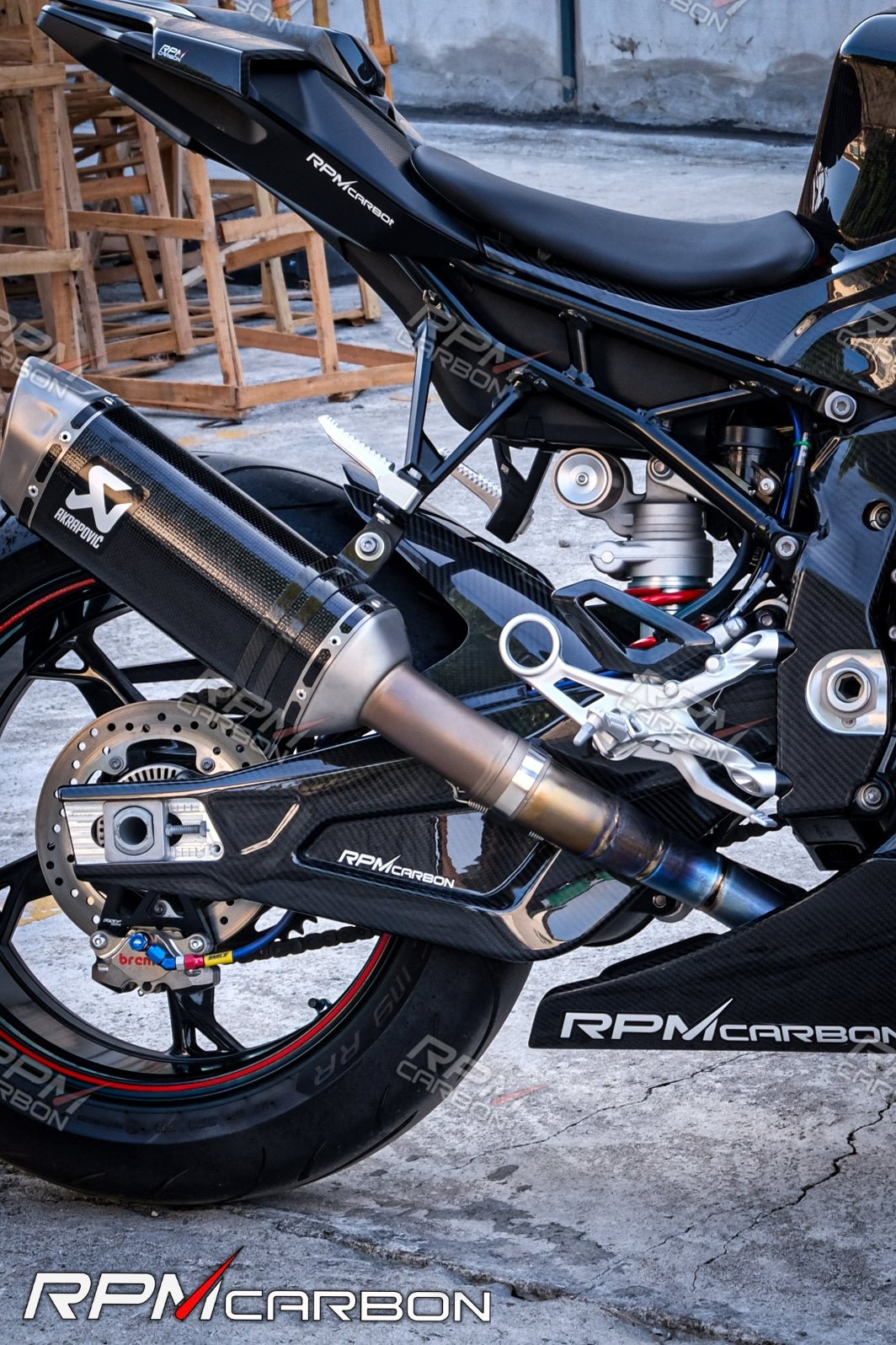 BMW S1000RR S1000R Carbon Fiber Swingarm Covers Protectors Style B WSBK