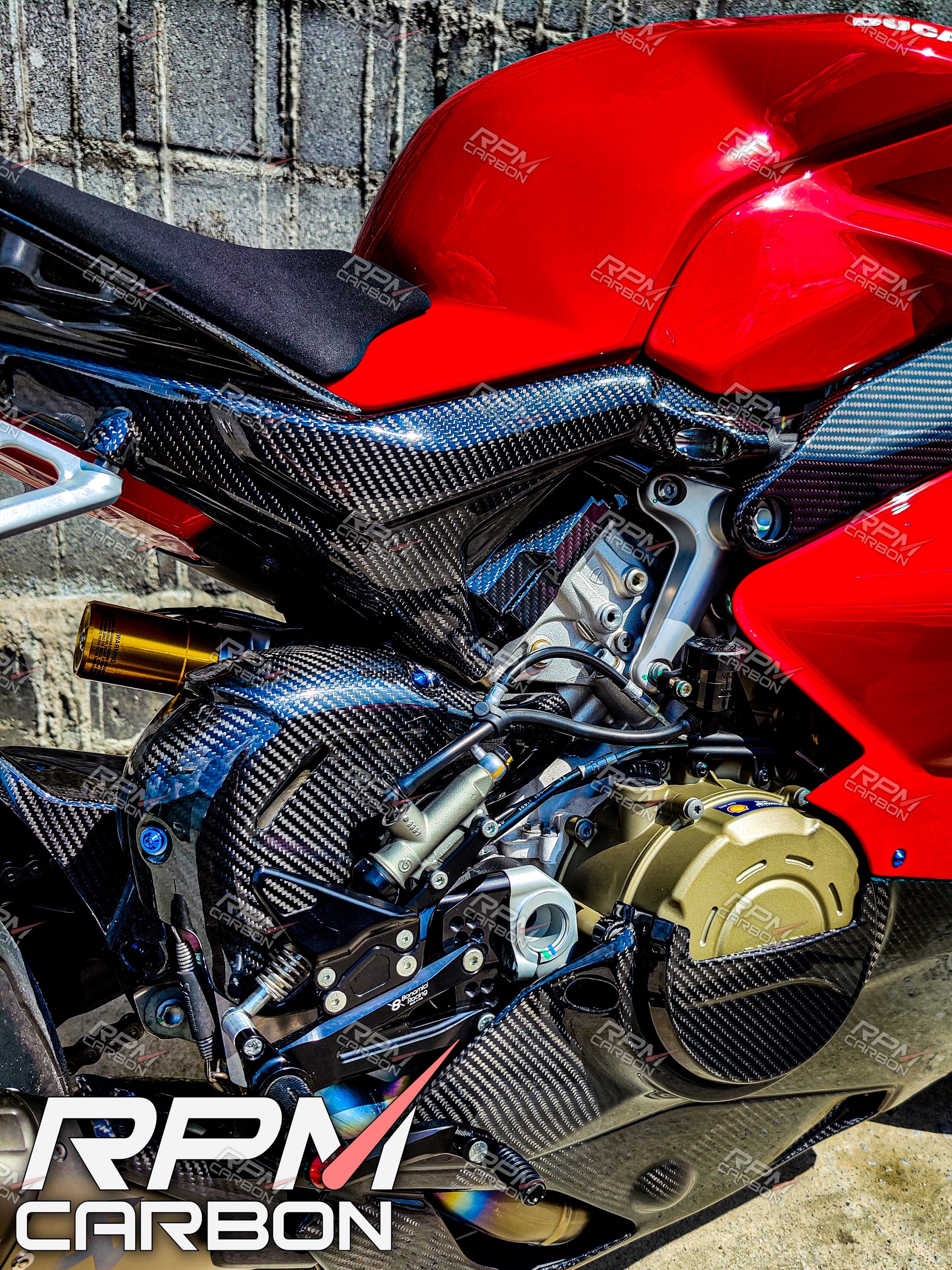 Panigale v4フレームカーボンカバー Carbon Fiber Sub-Frame Covers Protectors for Ducati Panigale V4