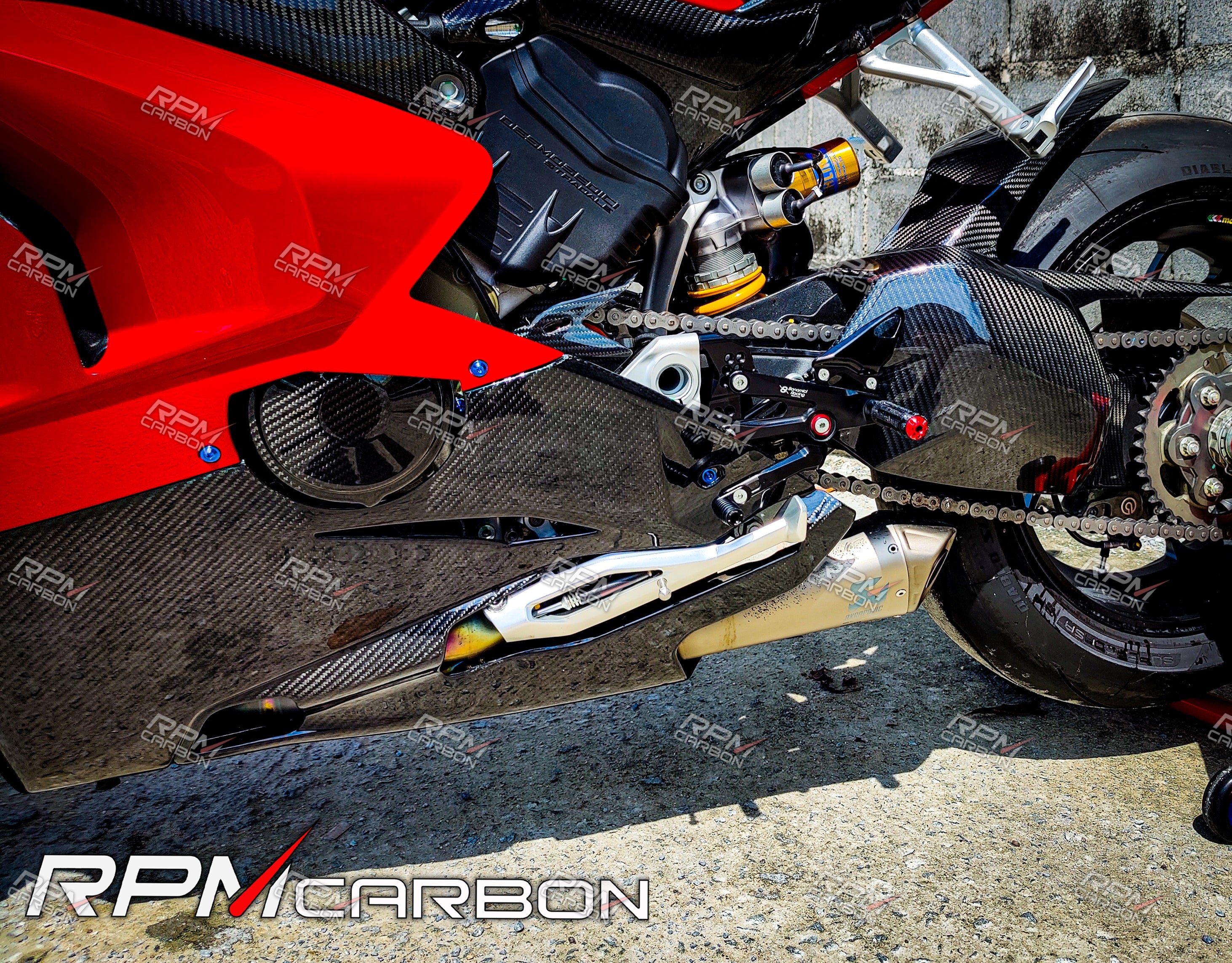 Ducati Panigale V4 Carbon Fiber Lower Side Fairings Belly Pan Akrapovic Version