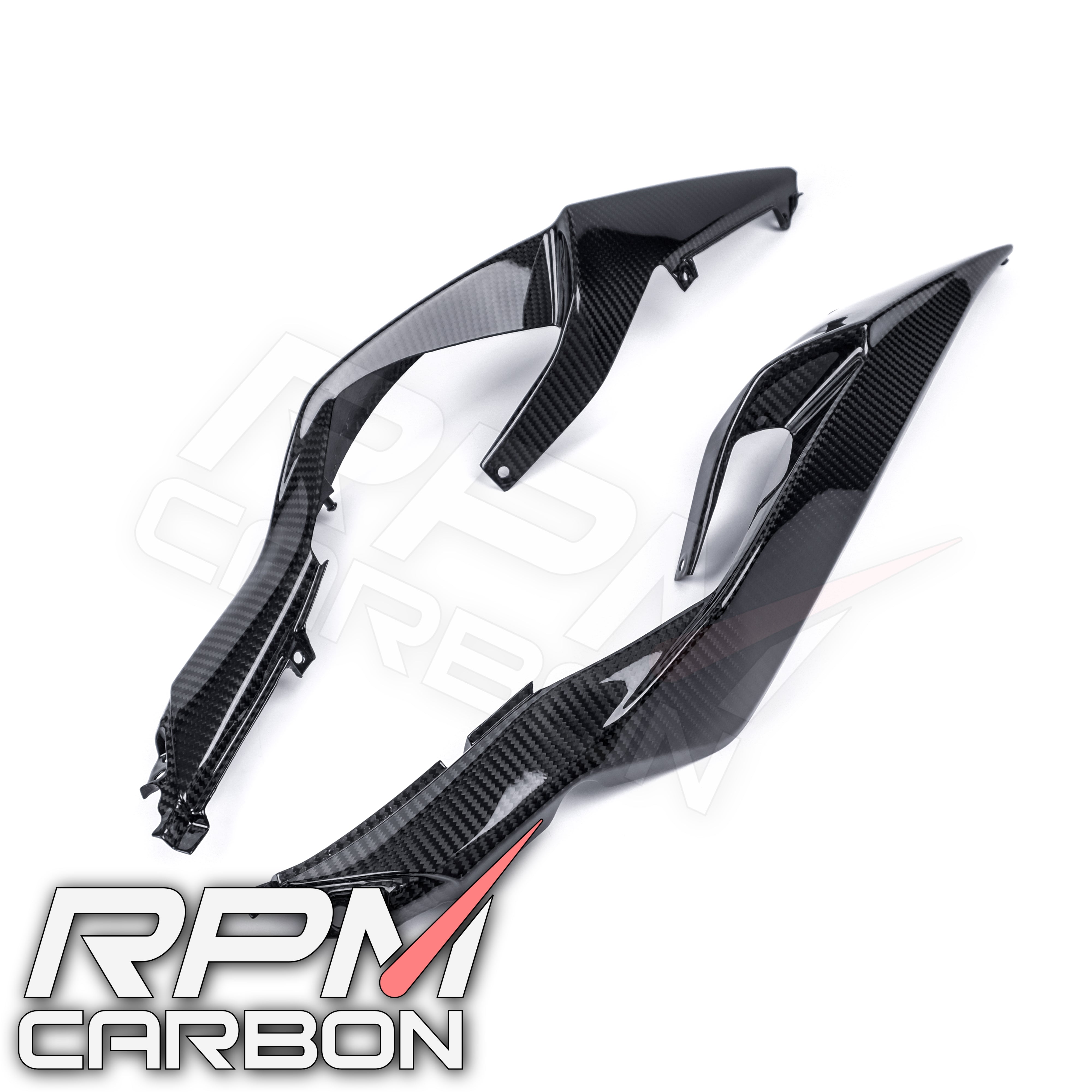 柔らかな質感の Carbon Fiber Kawasaki ZX-6R 2019+ Rear Seat Side Panels スカート